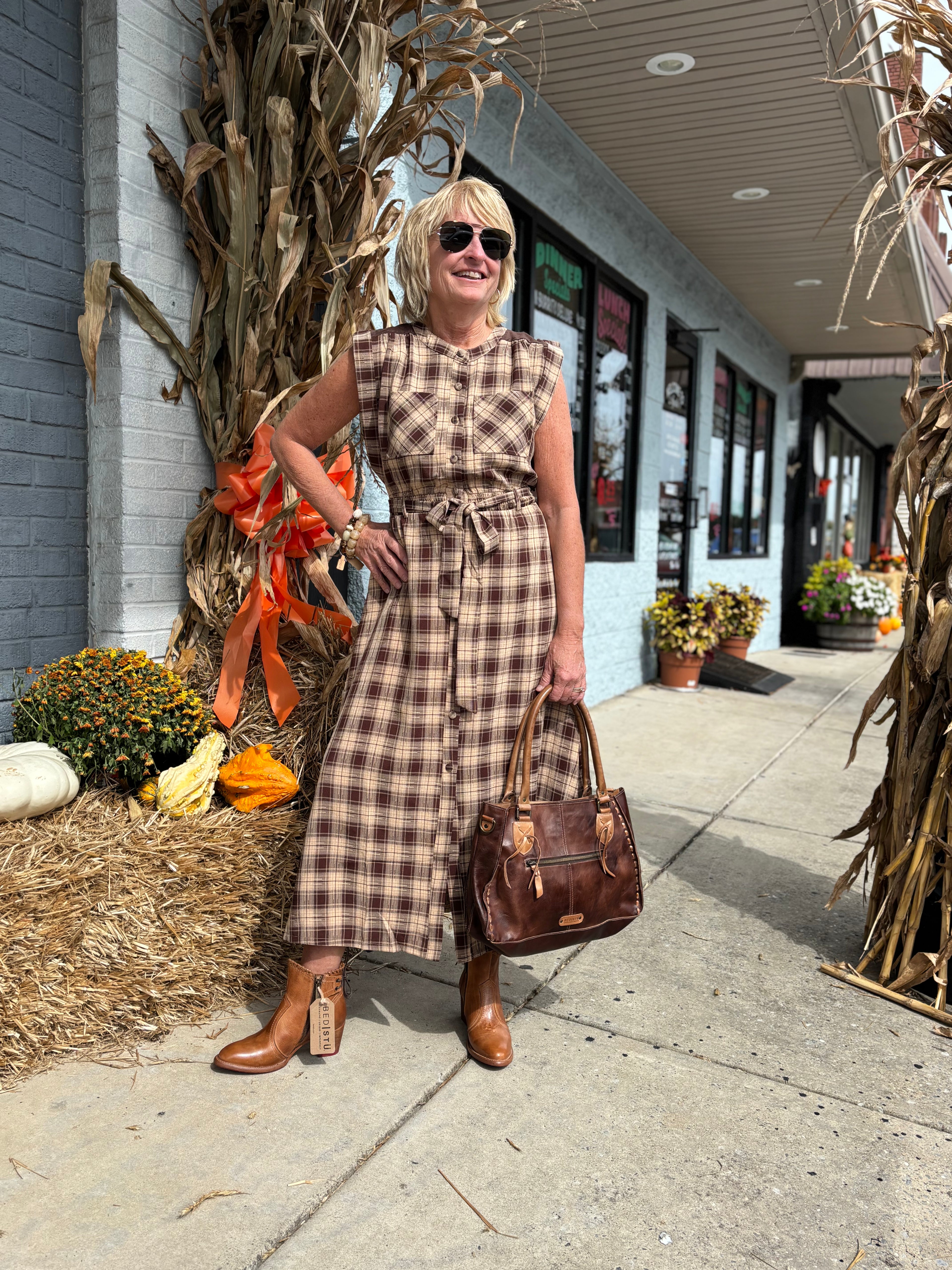 BROWN SLEEVELESS BUTTON DOWN MAXI DRESS WITH BELT