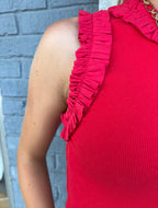 RED RUFFLE TOP
