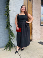 Alani Clio Pleated Midi Dress: Black