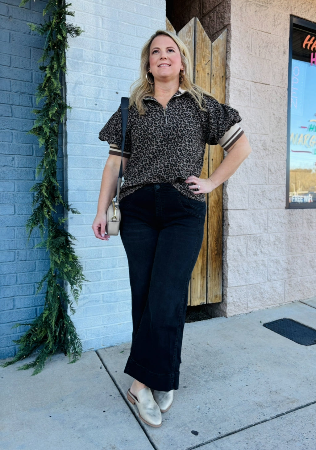 MOCHA LEOPARD 1/4 ZIP TOP