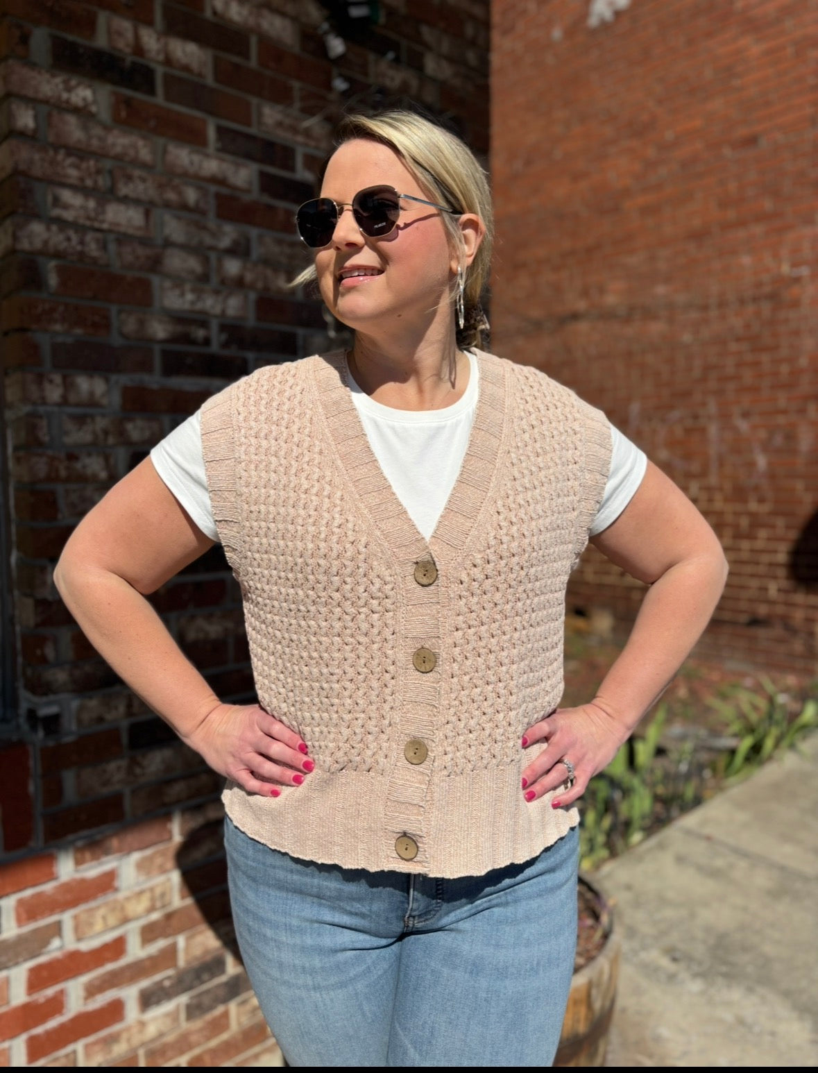 WASHED SAND CORAL SHERWOOD SWEATER TANK