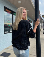 BLACK Polka Dot Contrast Trim ToP