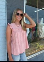 Blush Ruffle Detail Solid Knit Top