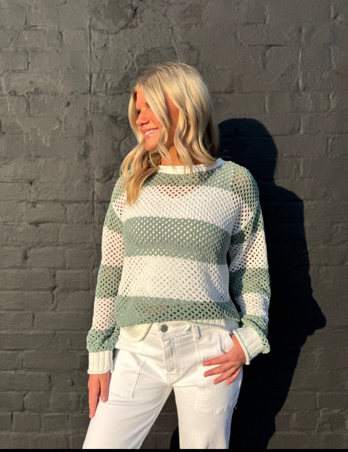 CREAM LIGHT OLIVE FLORIANA SWEATER