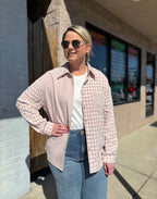 MAUVE LS BUTTON DOWN CHECKERED SHIRT