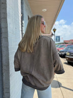 Mocha Mineral-Washed Oversized French Terry Top