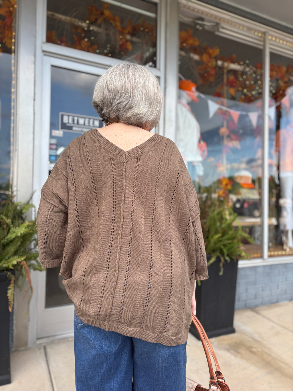 Oversized V Neck Knit Top