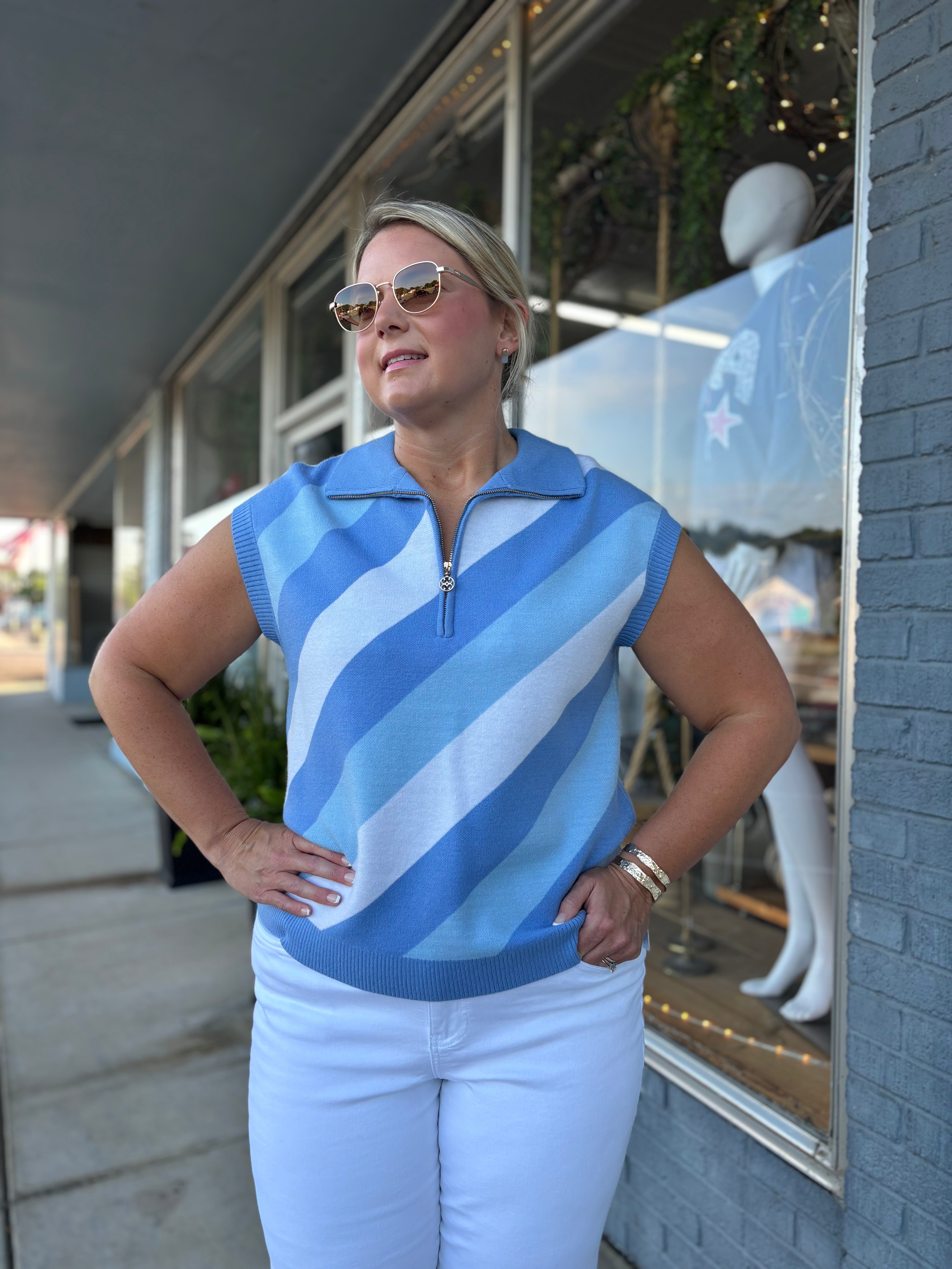BLUE STRIPE CELIA SWEATER