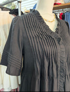 Black Pintuck Detail Mini Dress
