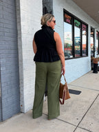 KUT Meg Linen High Rise Wide Leg in Dill