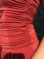 BRICK Strapless Ruched Maxi Dress