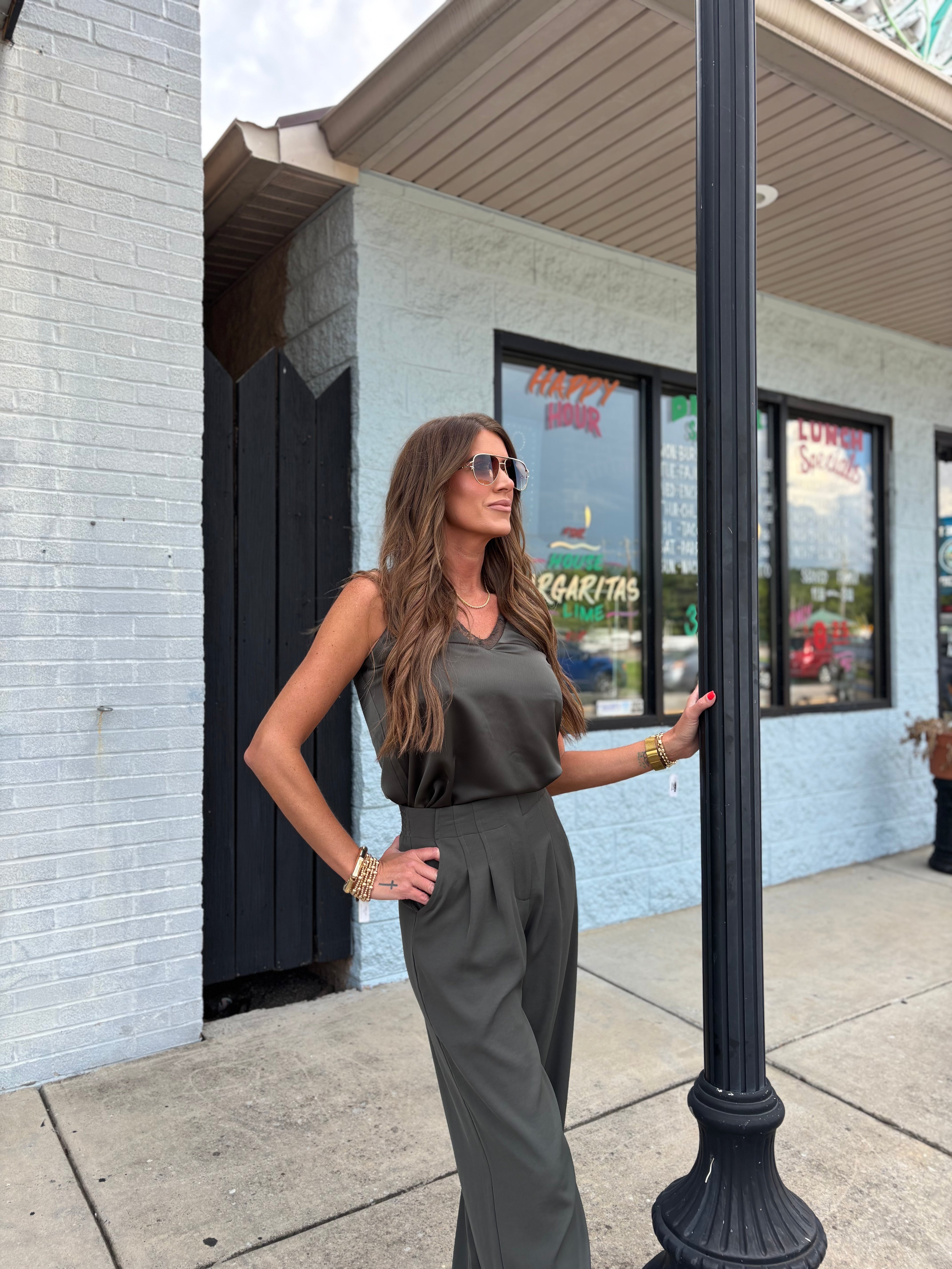 Two-Way Sleeveless Camisole: Dark Olive