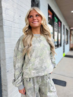 OLIVE CAMO MIX Oversized Round Neck Long Knit Top