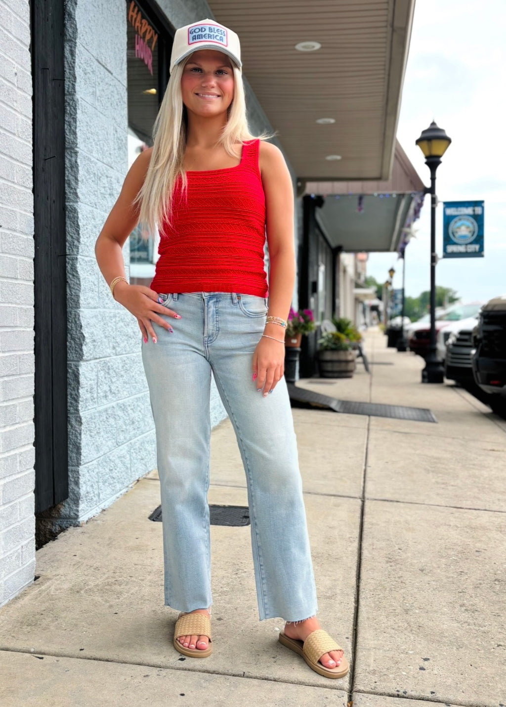 Light Wash Clean Stretch Cropped Classic Straight