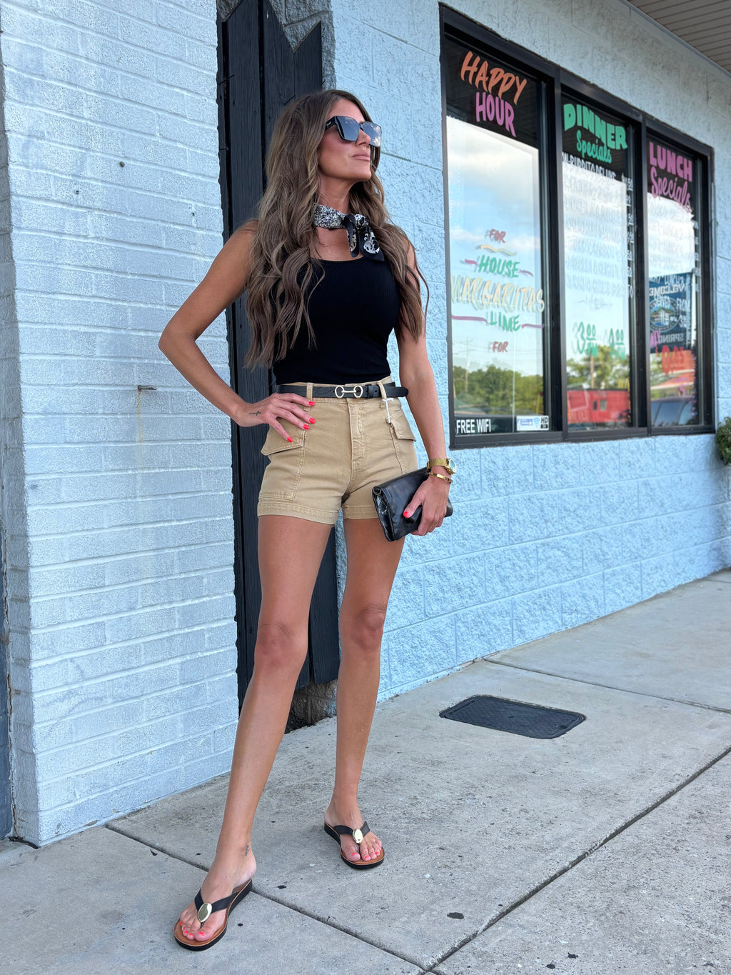 HONEY KHAKI CARGO STRETCH SHORT
