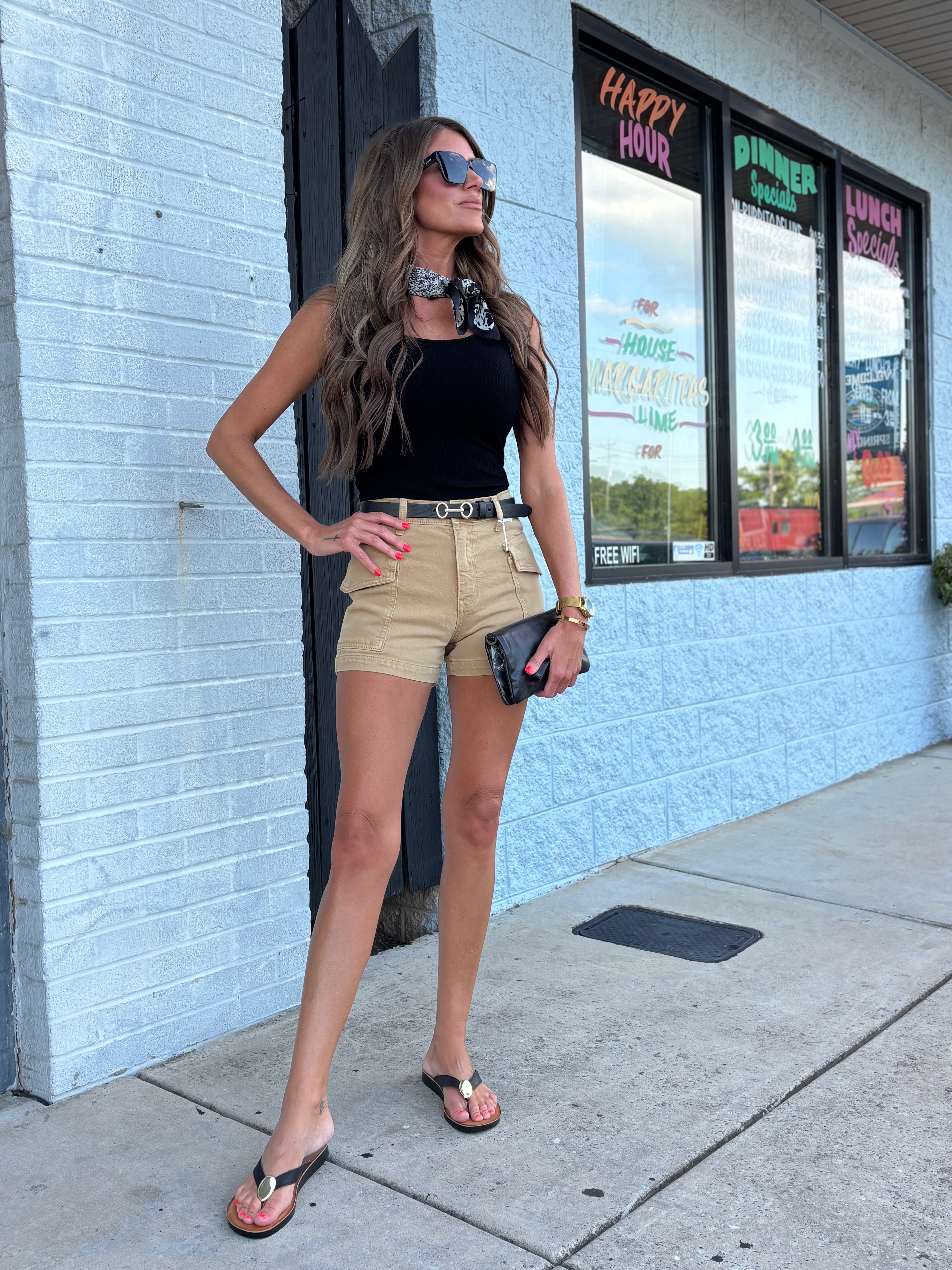 HONEY KHAKI CARGO STRETCH SHORT