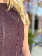 BURGUNDY SLEEVELESS A-LINE MIDI DRESS