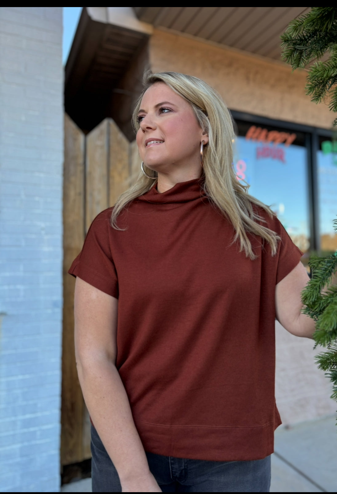 RUST PULLOVER MOCK NECK PLUS