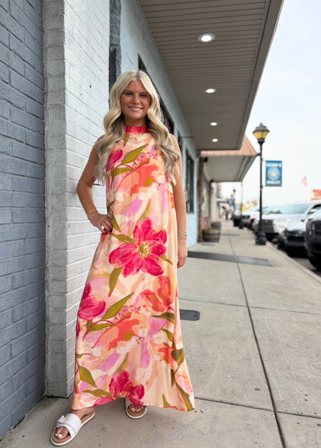 Peach Multi Blooming Resort Floral Maxi Dress with Back Bow