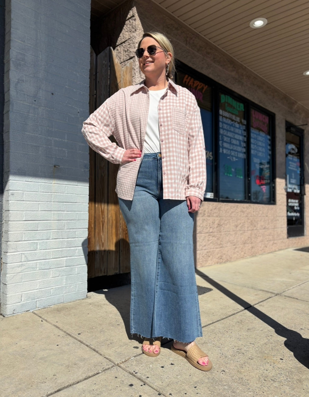 MAUVE LS BUTTON DOWN CHECKERED SHIRT