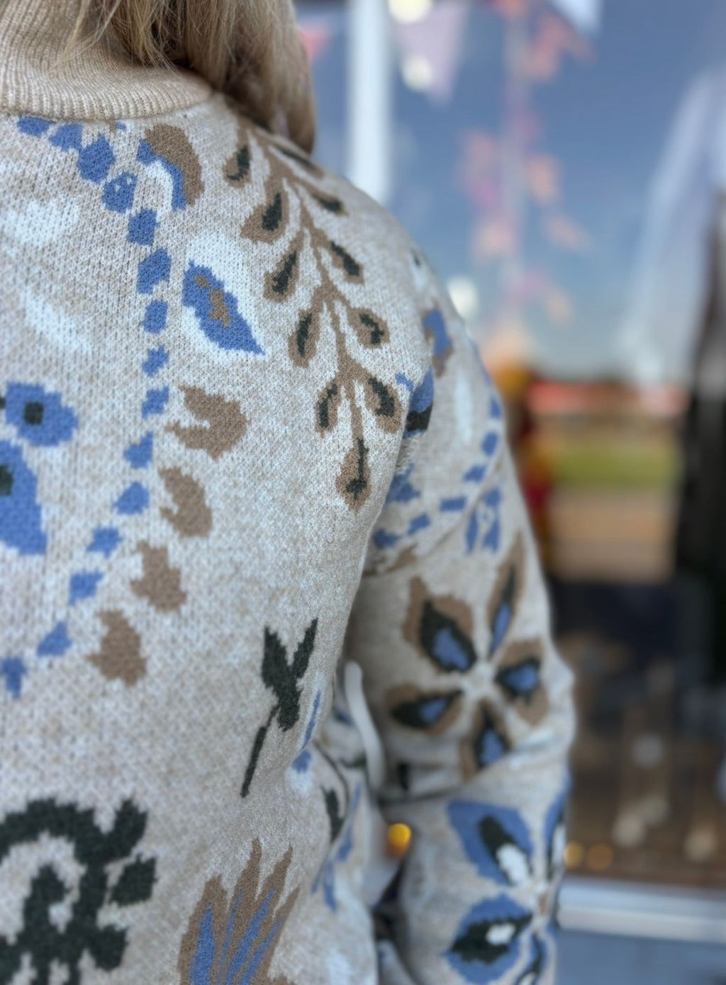 Barley Floral Half Zip Up Sweater