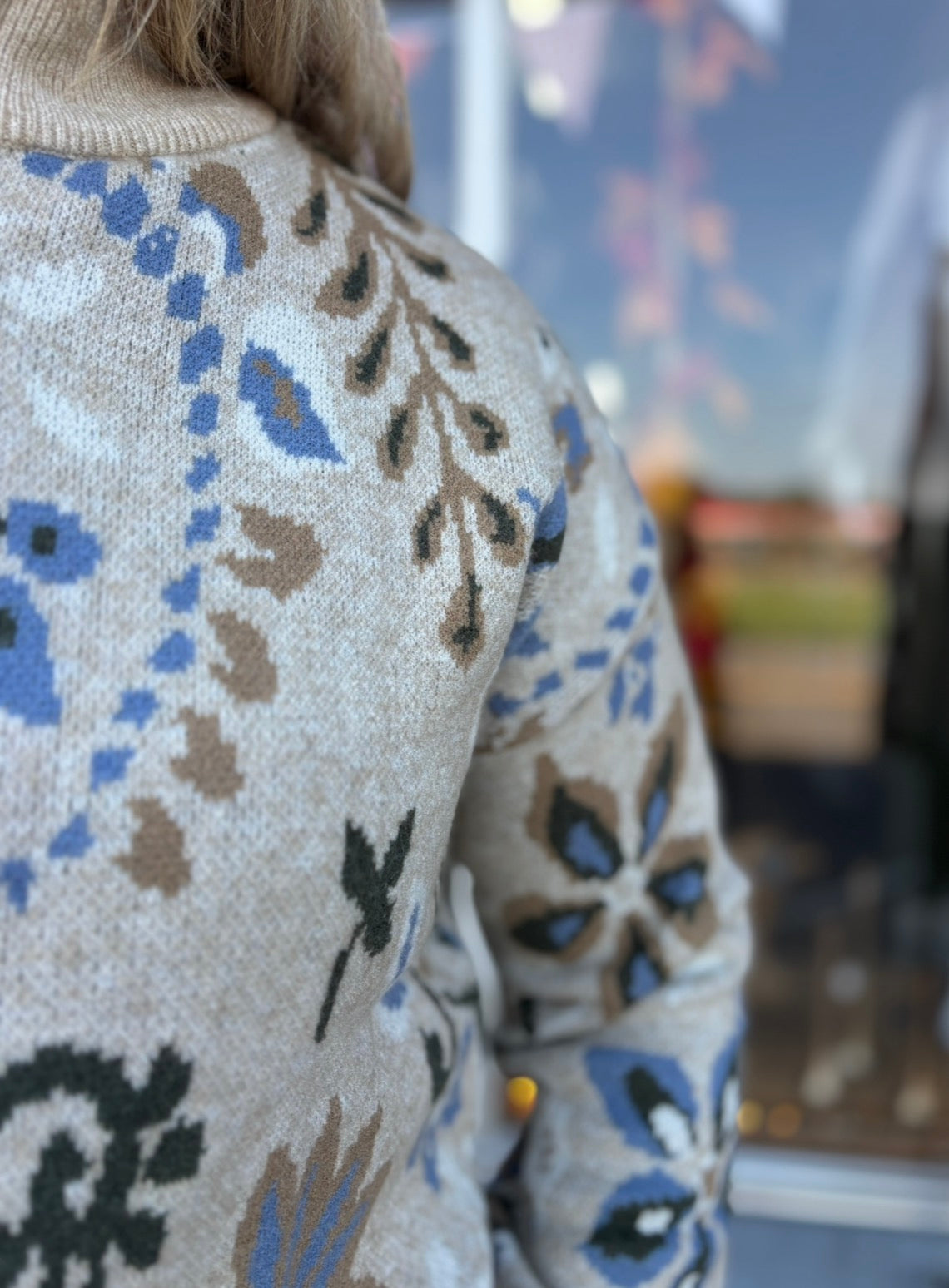 Barley Floral Half Zip Up Sweater