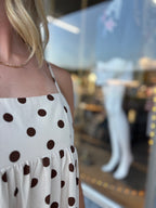 NATURAL BROWN Hannah Polka Dot Mini Dress