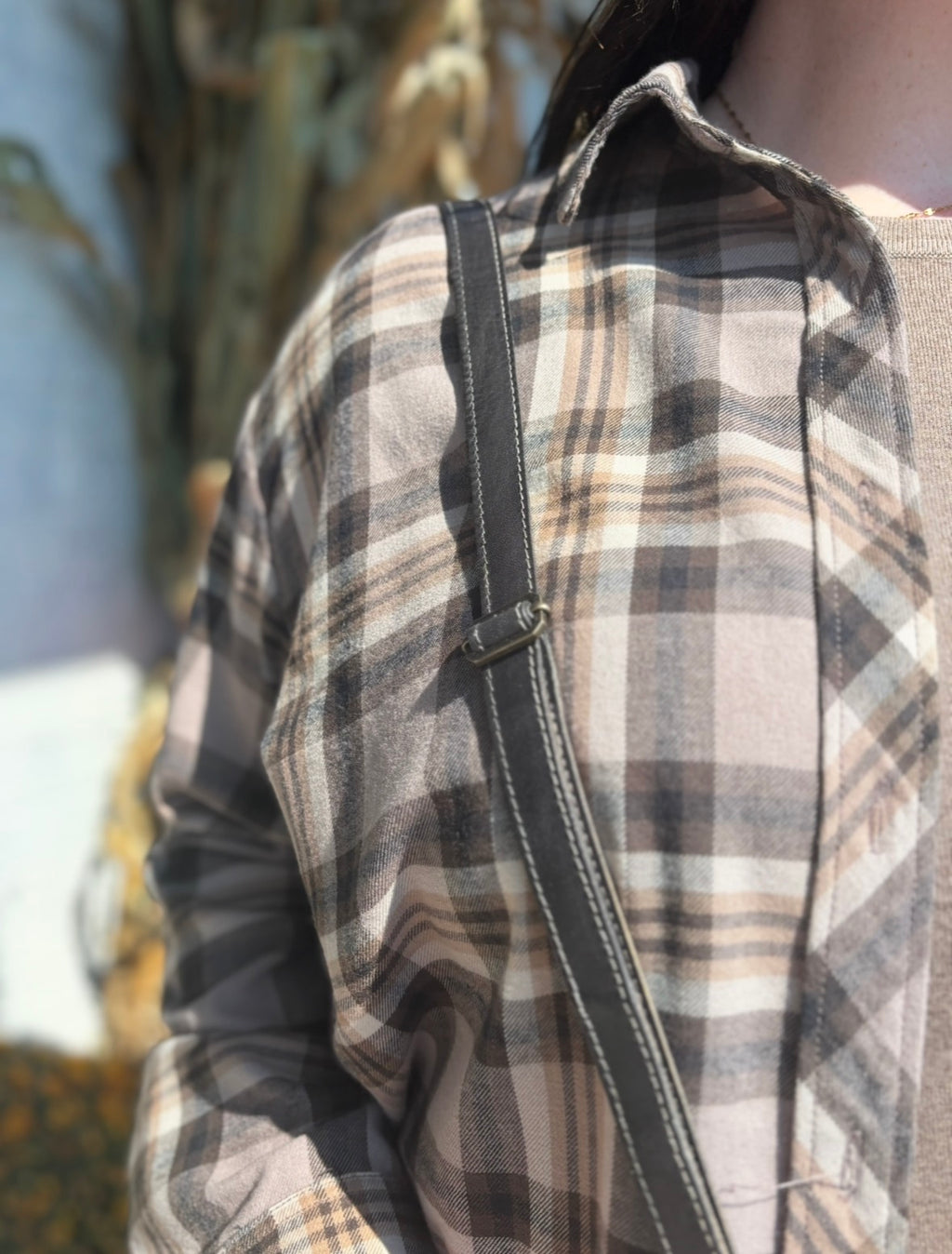 [PLUS]GREIGE CAMPBELL OVERSIZED FLANNEL SHIRT