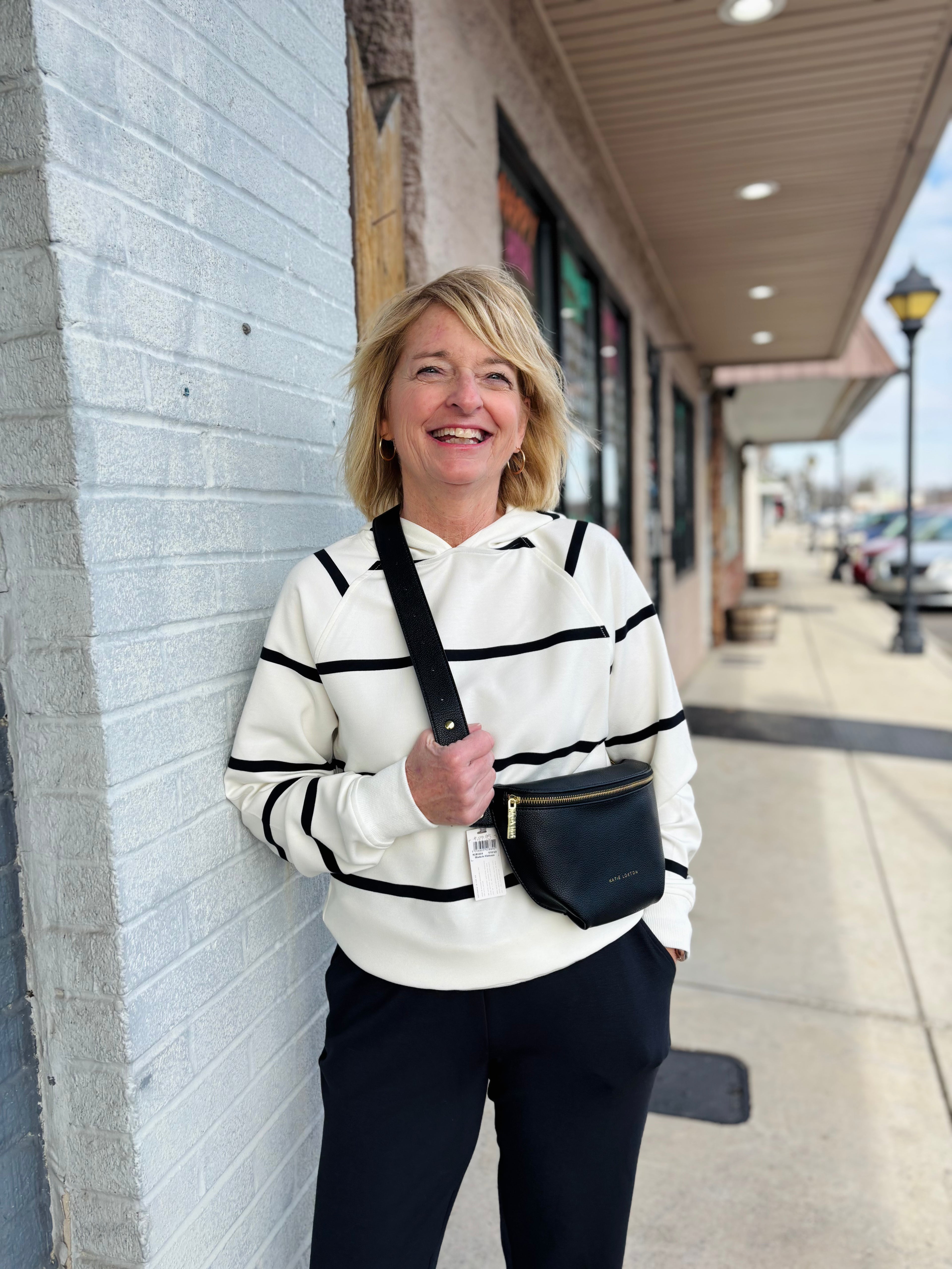 TURNER HOODIE BLACK AND WHITE STRIPED