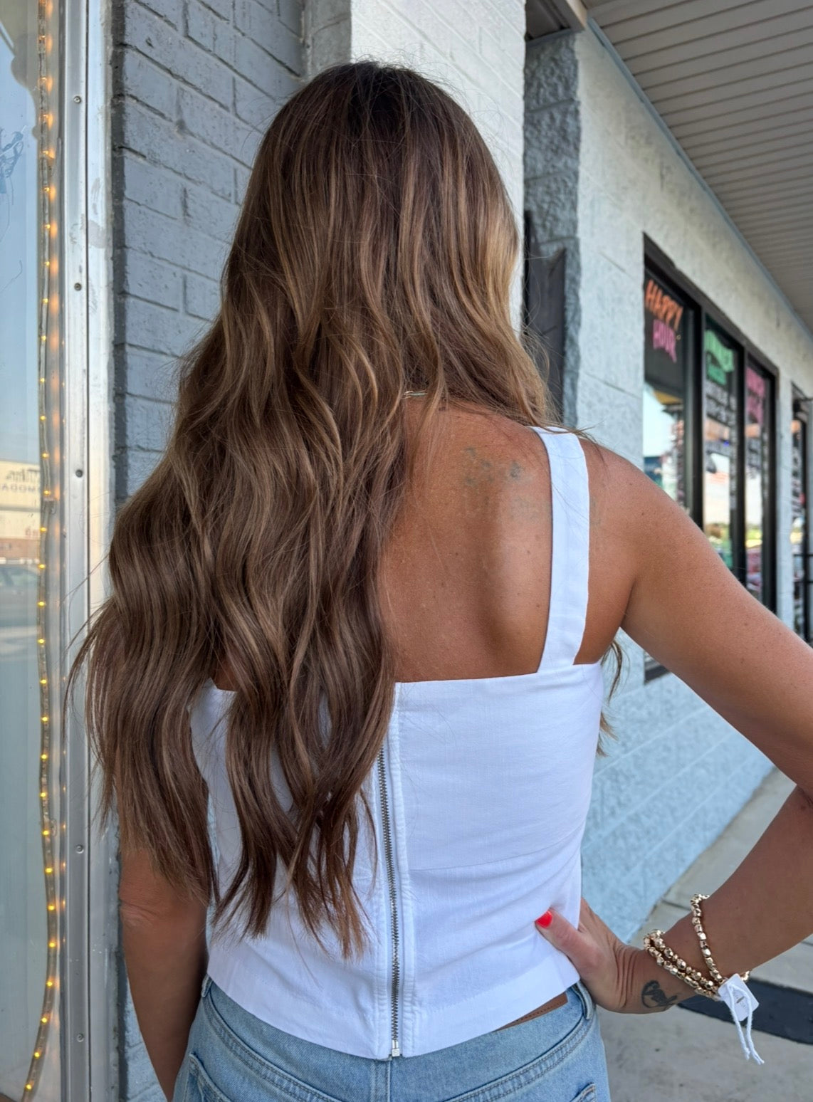 Melanie Crop Linen & Cotton Blend Tank