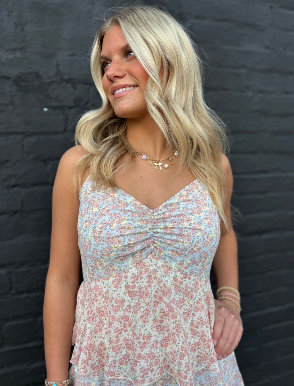 Pastel Multi Romantic Story Cascading Tiered Ruffle Smocked Maxi Dress