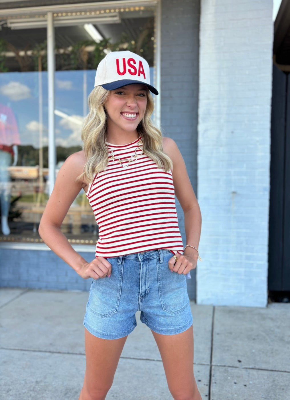 USA Vintage Trucker Hat-Blue
