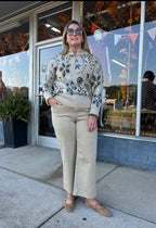 Barley Floral Half Zip Up Sweater