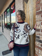 OATMEAL FLORAL SWEATER