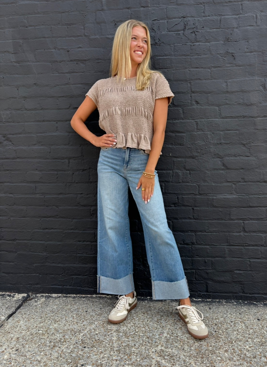 Mocha Smocked Top