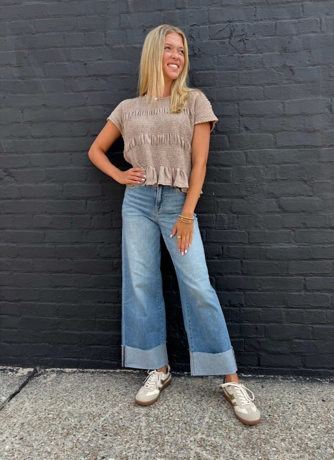 Mocha Smocked Top