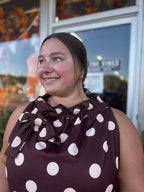 CHOCOLATE SIGNATURE POLKA DOT DRESS