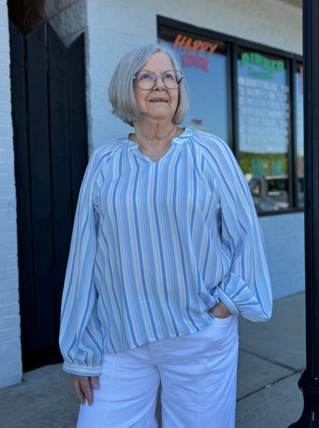 BLUE STRIPE SCARLET HARBOR TOP