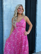 Mixed Berry Pleated Midi Dress