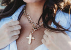 BLESSING SILVER GOLD CHAIN NECK W/CROSS