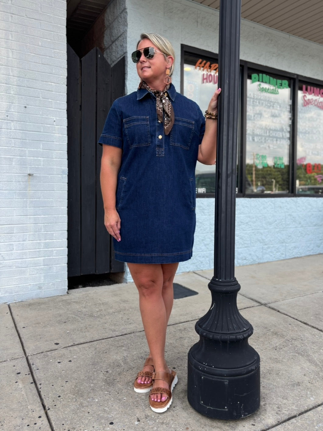 Plane W/Euro Base Wash Tatiana Dress W/ Placket