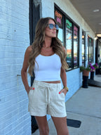 Sand Katie High Rise Short w/Drawstring