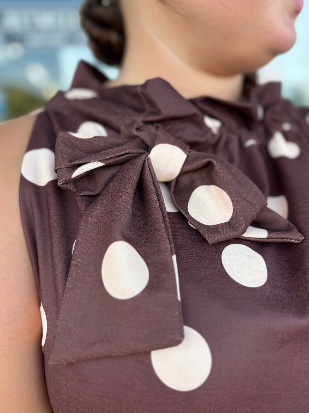 CHOCOLATE SIGNATURE POLKA DOT DRESS