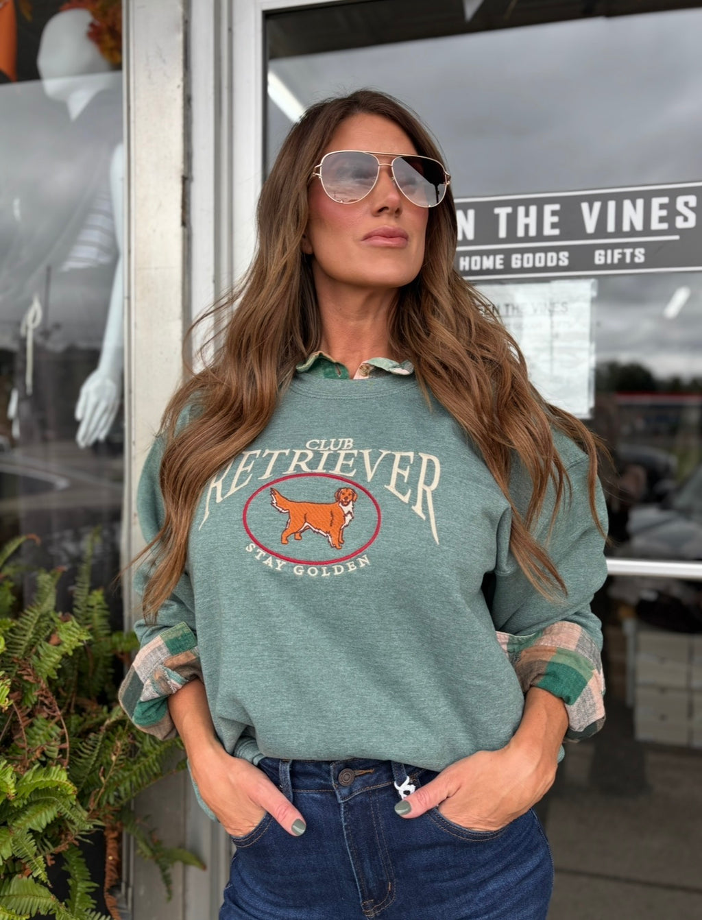 HUNTER GREEN Embroidered Retriever Club Sweatshirt