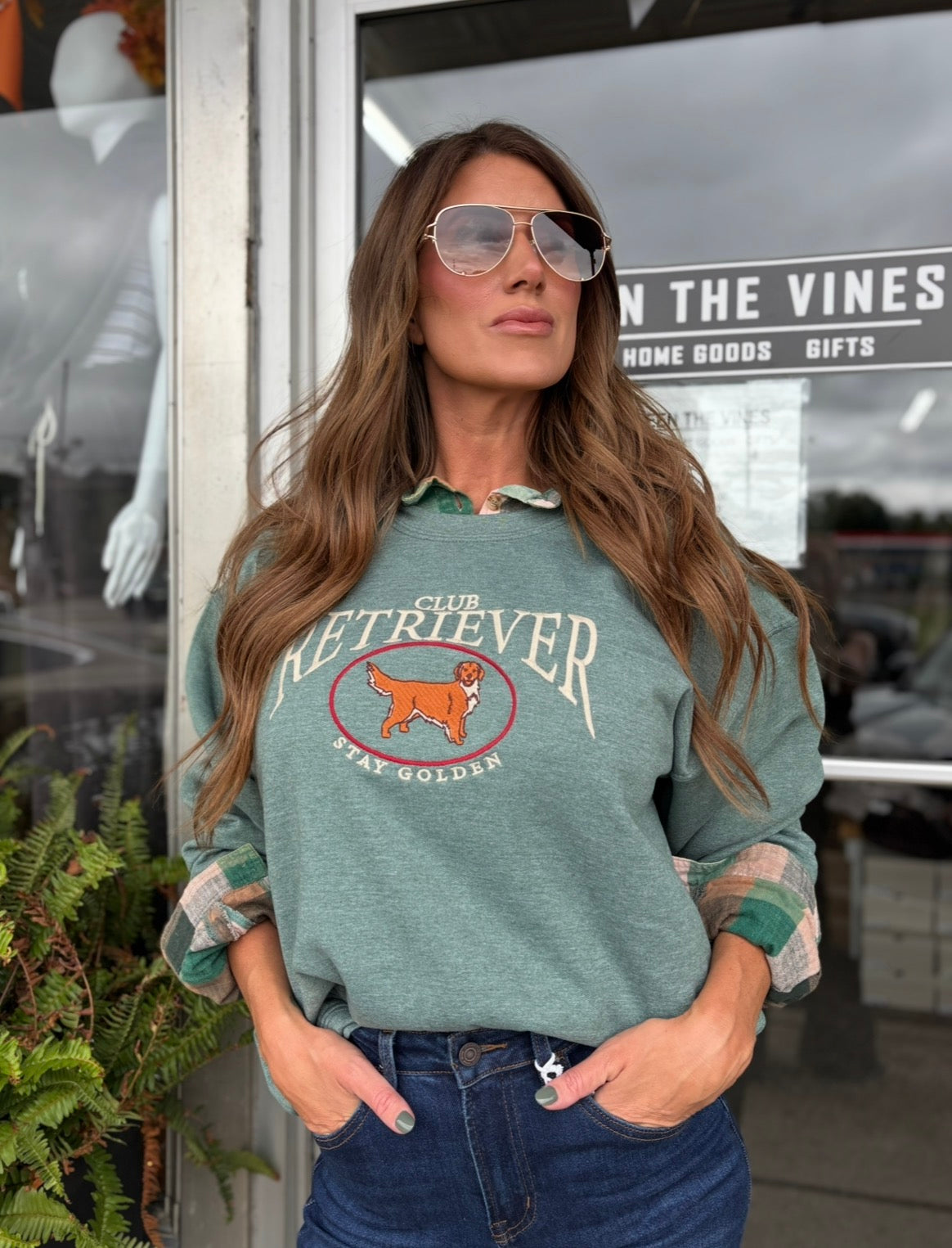 HUNTER GREEN Embroidered Retriever Club Sweatshirt