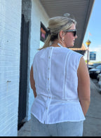 KUT White CARLY- CROCHET LATTIC TANK TOP