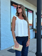 Ladder Lace Ruffle Sleeve Top: White