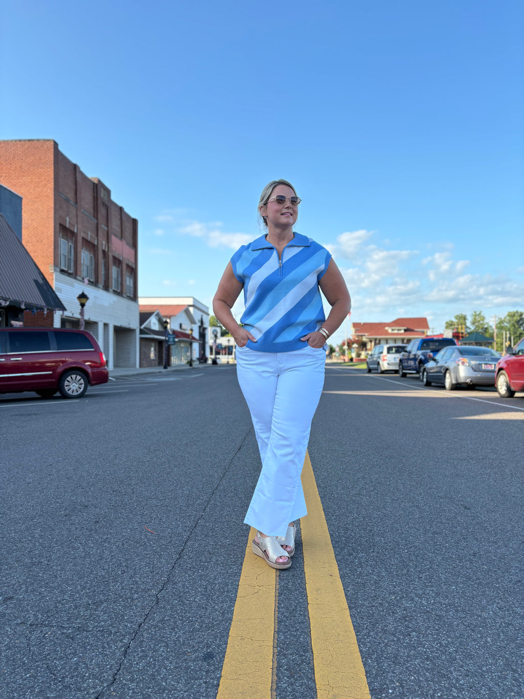 BLUE STRIPE CELIA SWEATER