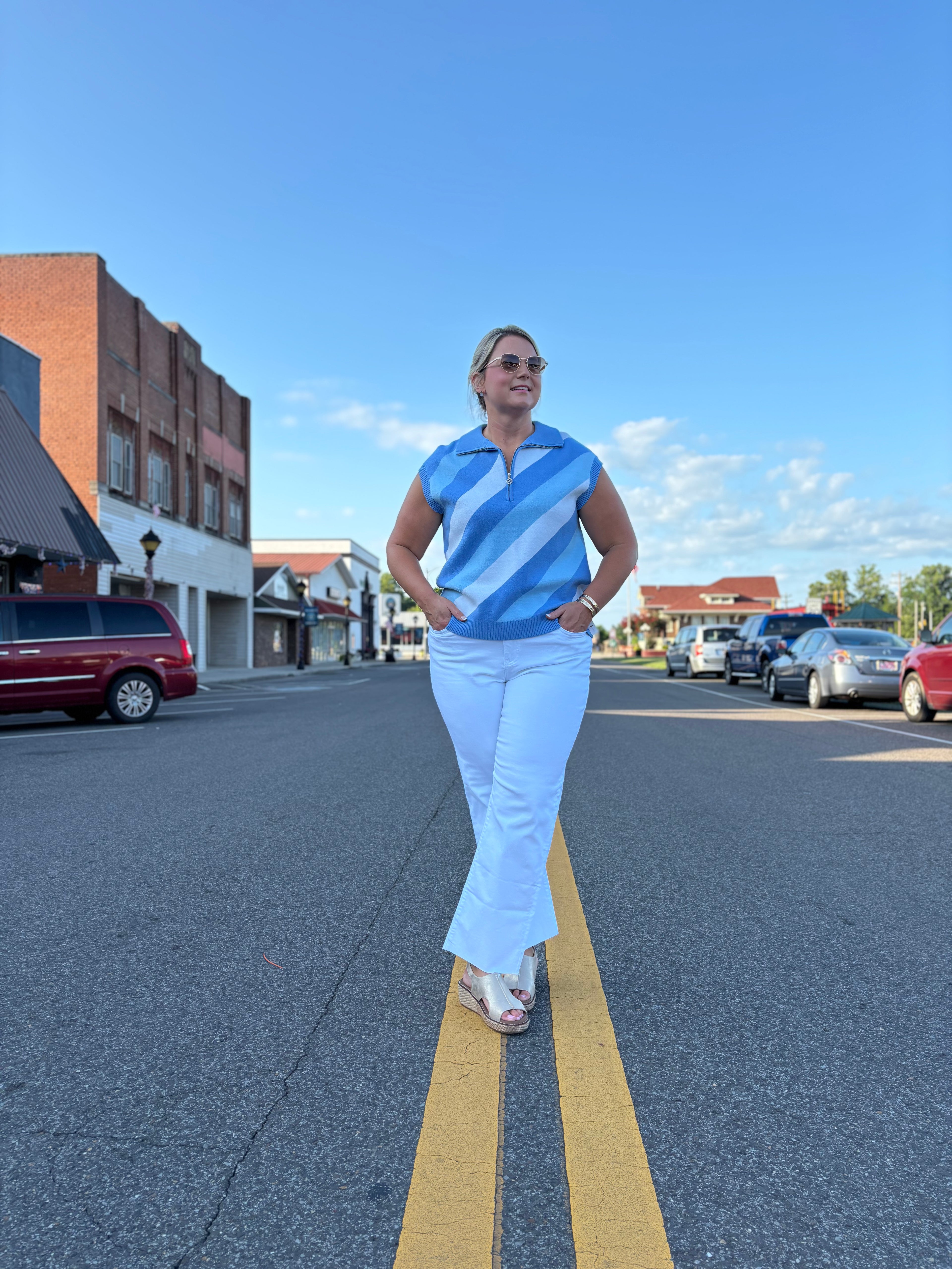 BLUE STRIPE CELIA SWEATER