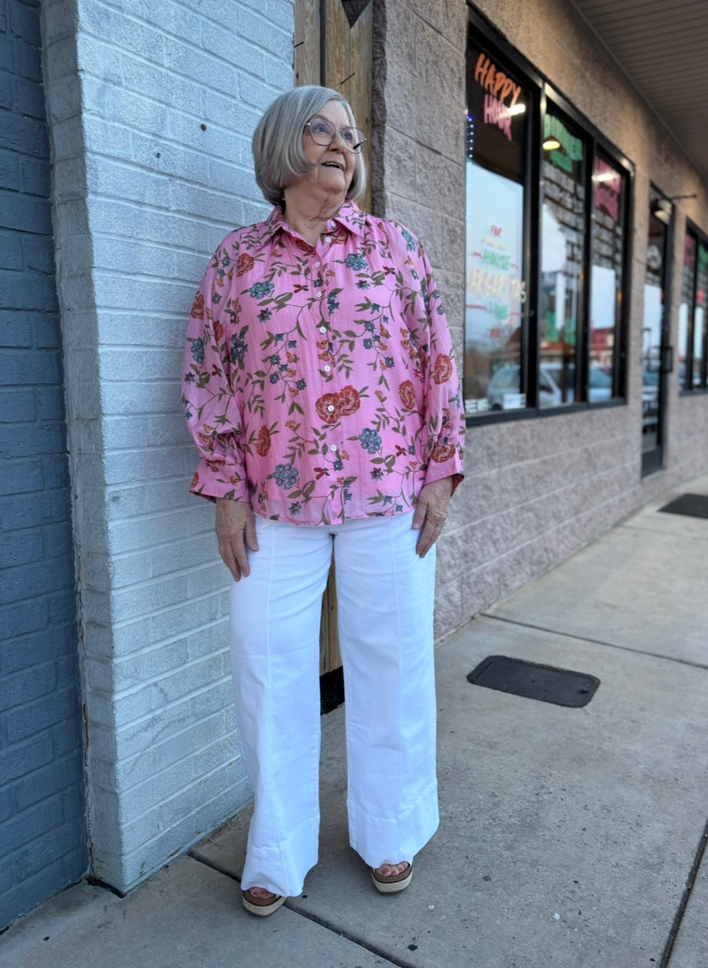 Pink Tencel Floral Blouse